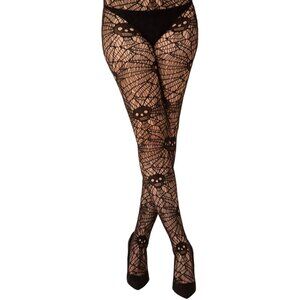 Skull Cobweb Fishnet Tights For Women: Edgy Halloween Net Fashion Hosiery